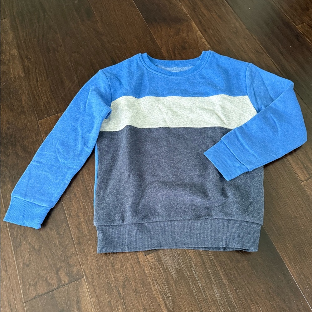 Jumping Beans | Blue + Gray Color Block Long Sleeve Crew Neck Fleece Sweatshirt